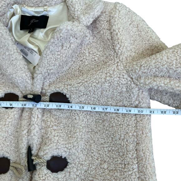 J. Crew NWT Sz S Faux-Sherpa Toggle Coat Teddy Coat in Cement (Cream) Warm Cozy - Picture 10 of 16